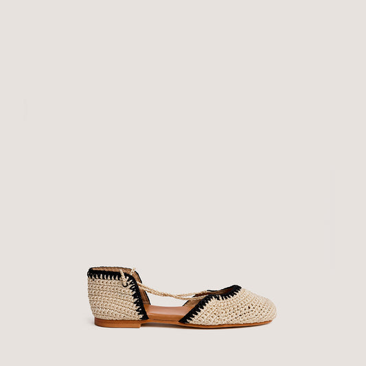 Ballerines Wully Crochet Beige-noir