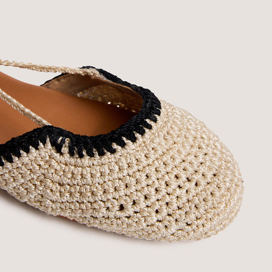 Ballerines Wully Crochet Beige-noir