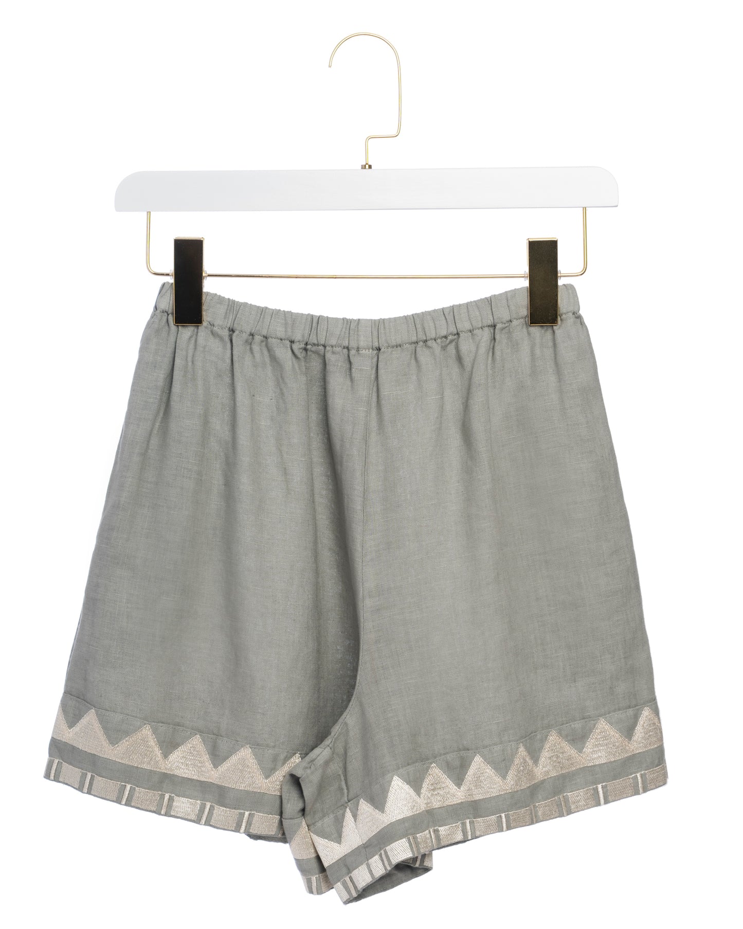 KORI | Sculpted Linen Shorts - Stone-Champagne