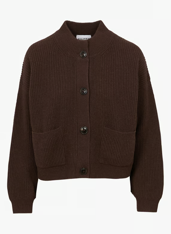 KUJTEN | Dark Chestnut Cardigan - Round Neck Chataigne-Fonce