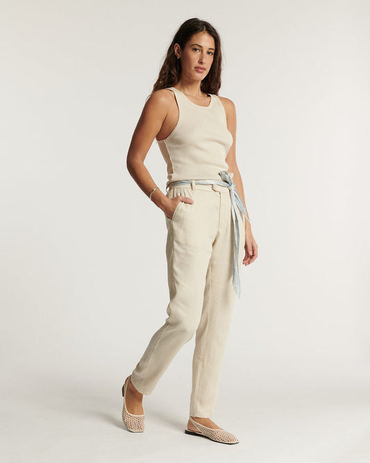 Women's Thea Pleated Wide-Leg Pants Tencel - Ecume