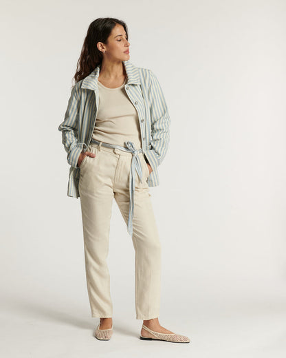 Women's Thea Pleated Wide-Leg Pants Tencel - Ecume