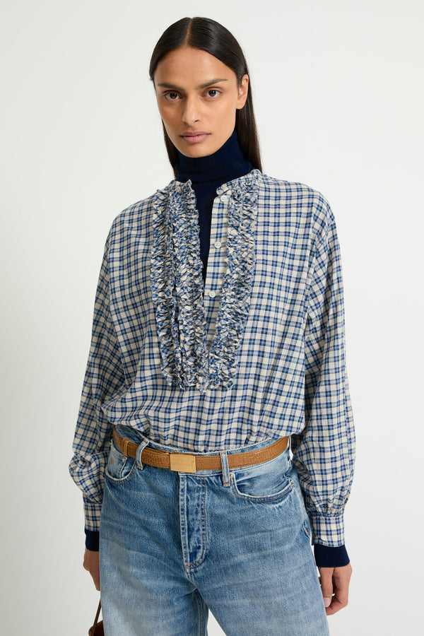 Blouse Magritte Navy-Sand-Checks