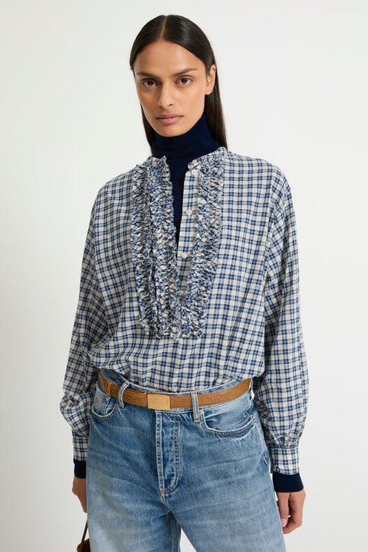 Blouse Magritte Navy-Sand-Checks