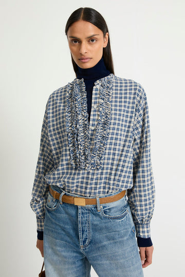 Blouse Magritte Navy-Sand-Checks