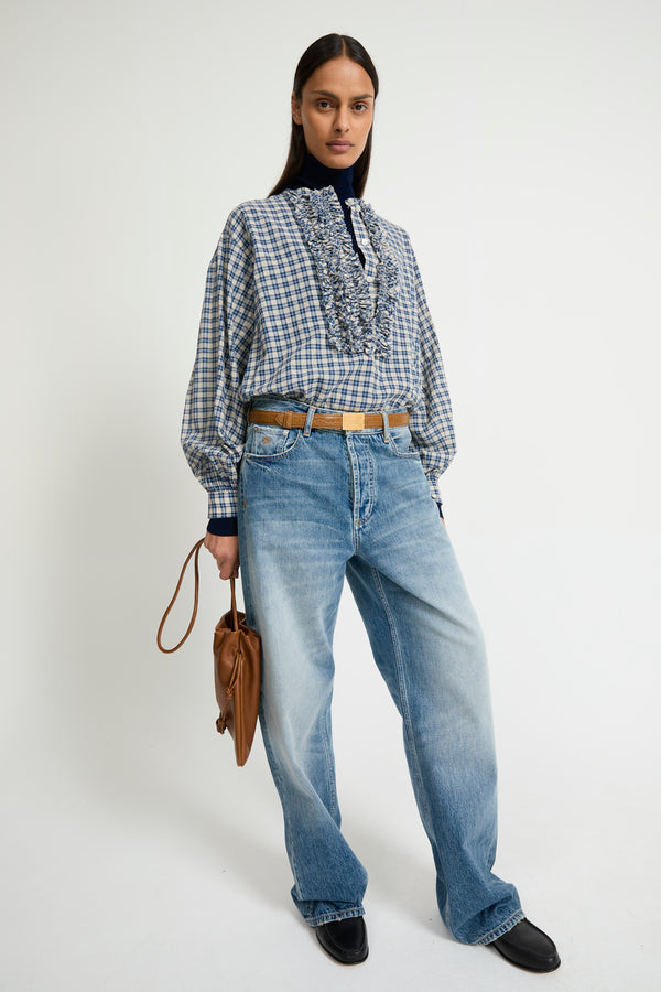 Blouse Magritte Navy-Sand-Checks
