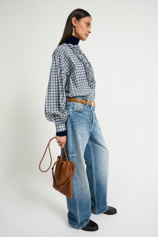 Blouse Magritte Navy-Sand-Checks