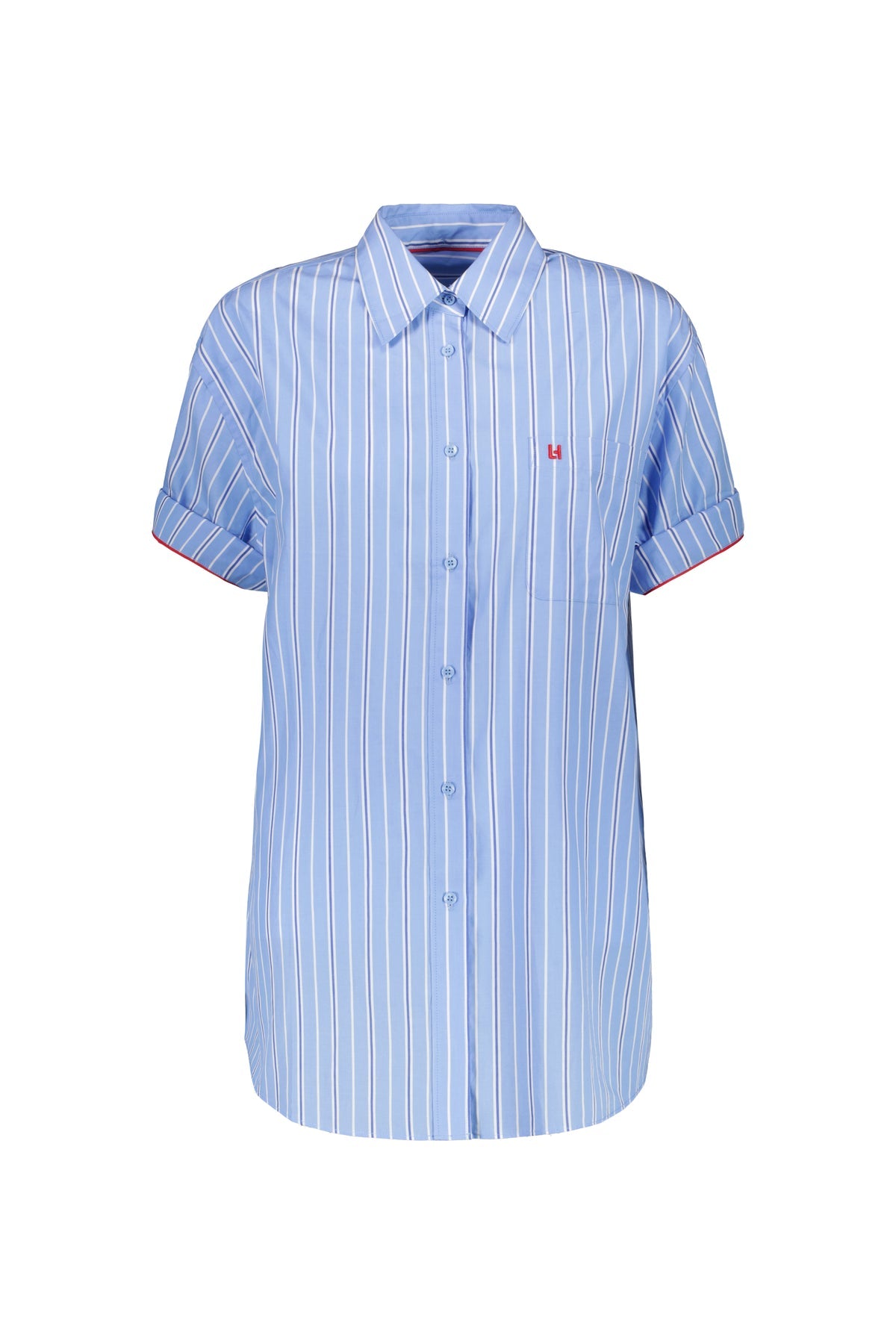 Women's Button-Down Shirt One Hundred Percent Cotton Poplin - Sky