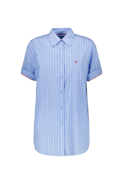 Women's Button-Down Shirt One Hundred Percent Cotton Poplin - Sky
