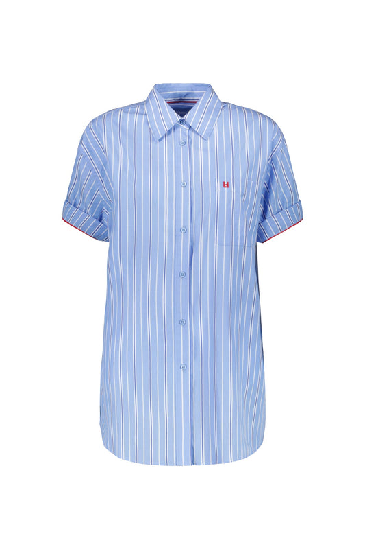 Women's Button-Down Shirt One Hundred Percent Cotton Poplin - Sky