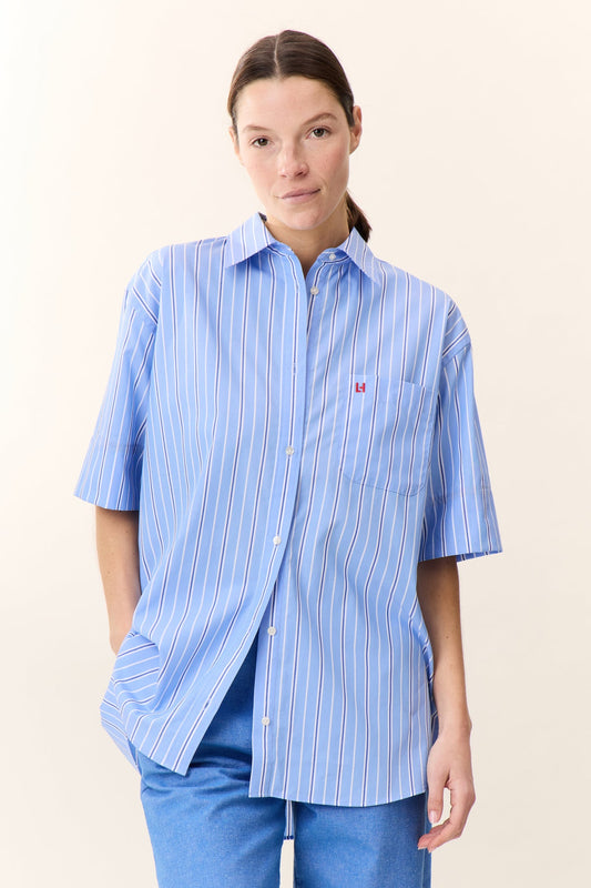 Women's Button-Down Shirt One Hundred Percent Cotton Poplin - Sky