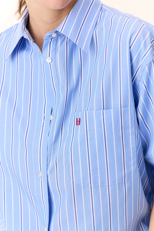 Women's Button-Down Shirt One Hundred Percent Cotton Poplin - Sky