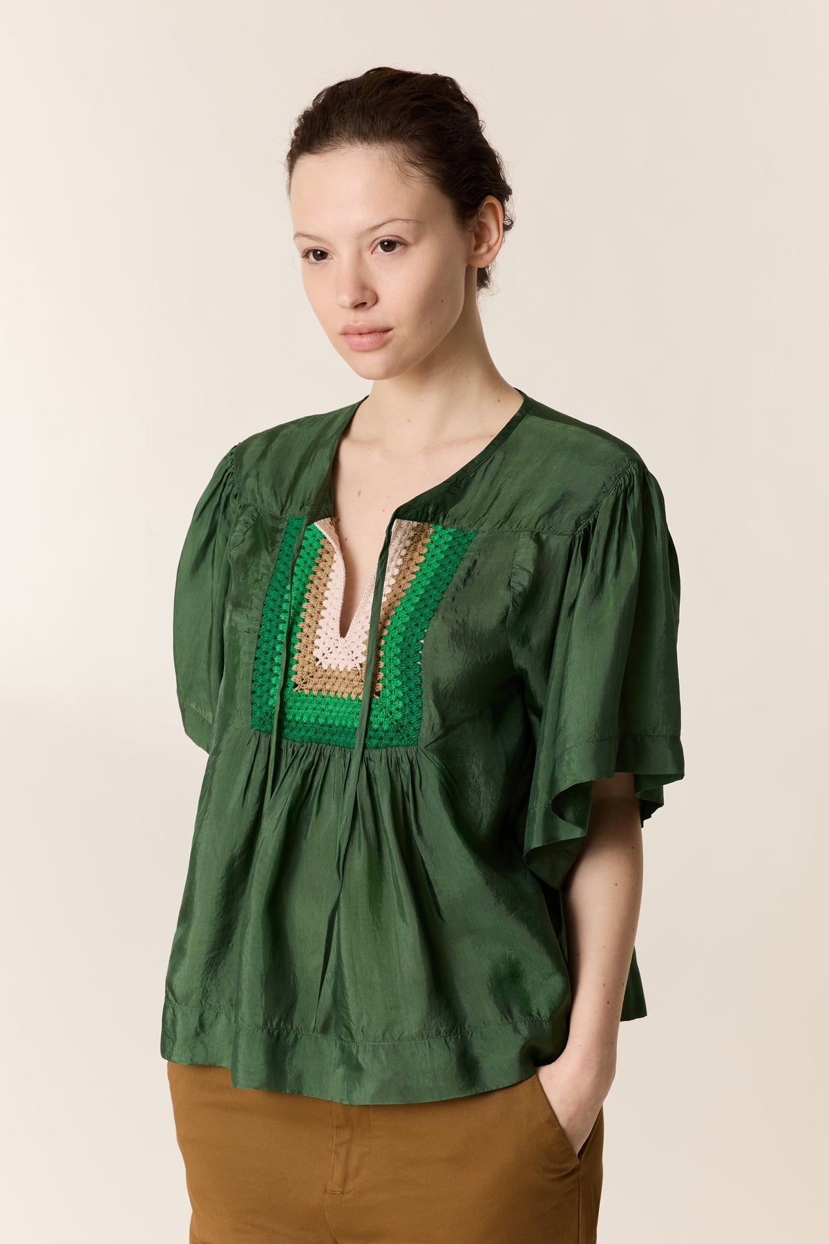 Women's Button-Down Blouse 100 Percent Cotton Poplin - Green