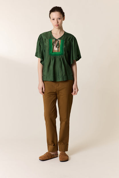 Women's Button-Down Blouse 100 Percent Cotton Poplin - Green