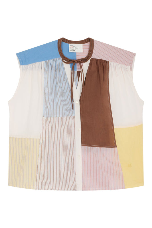 Variation 1: Womens Blouse 100 Percent Cotton Poplin - Mint Leaf Multi