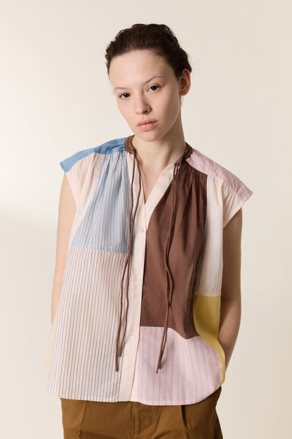 Variation 1: Womens Blouse 100 Percent Cotton Poplin - Mint Leaf Multi