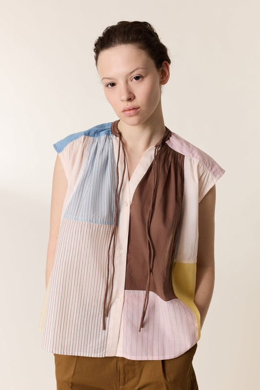 Variation 1: Womens Blouse 100 Percent Cotton Poplin - Mint Leaf Multi