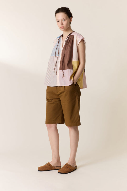 Variation 1: Womens Blouse 100 Percent Cotton Poplin - Mint Leaf Multi