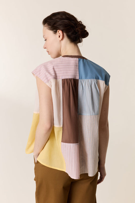 Variation 1: Womens Blouse 100 Percent Cotton Poplin - Mint Leaf Multi