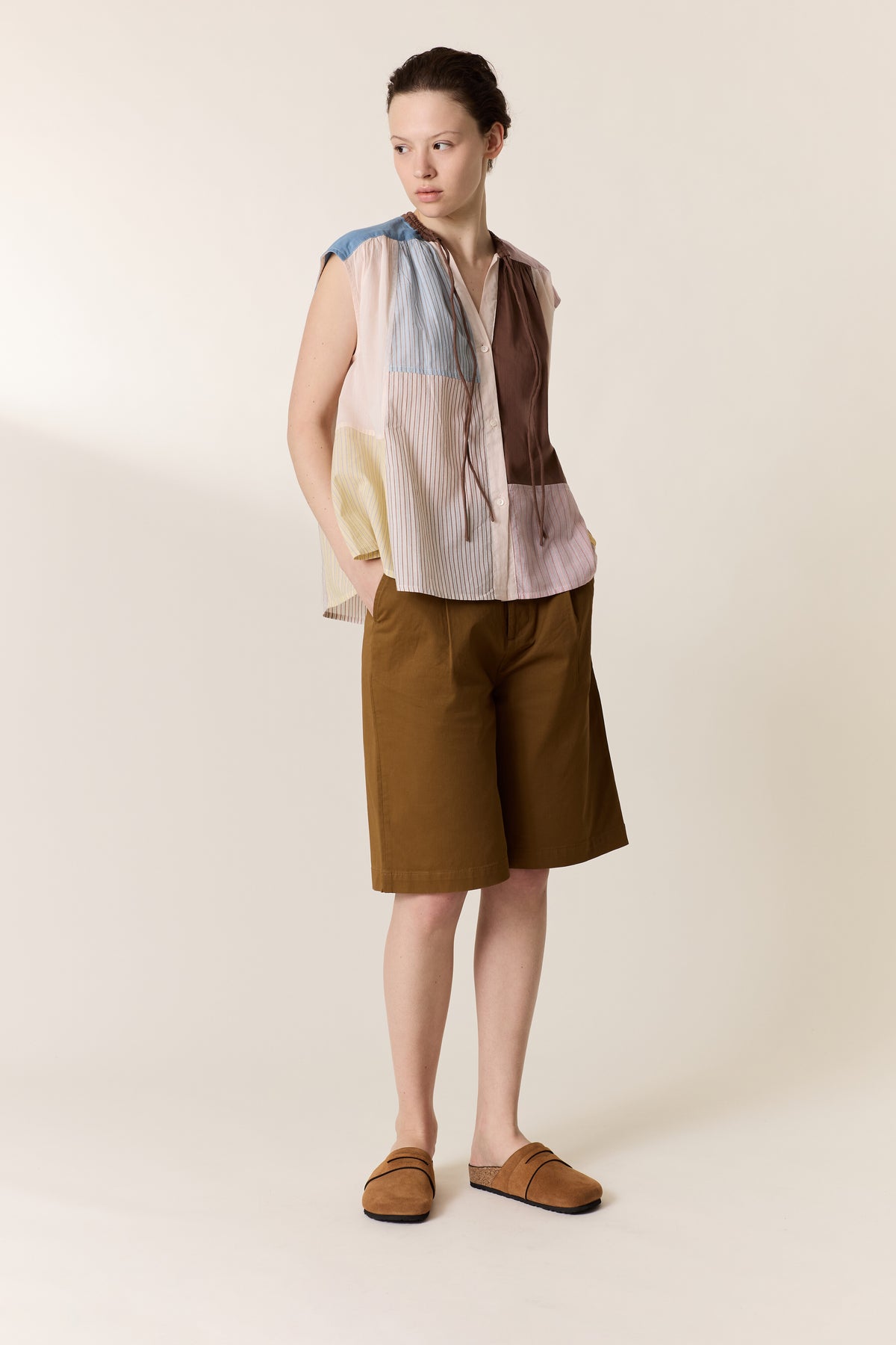 Variation 1: Womens Blouse 100 Percent Cotton Poplin - Mint Leaf Multi