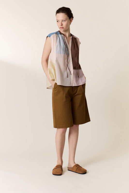 Variation 1: Womens Blouse 100 Percent Cotton Poplin - Mint Leaf Multi