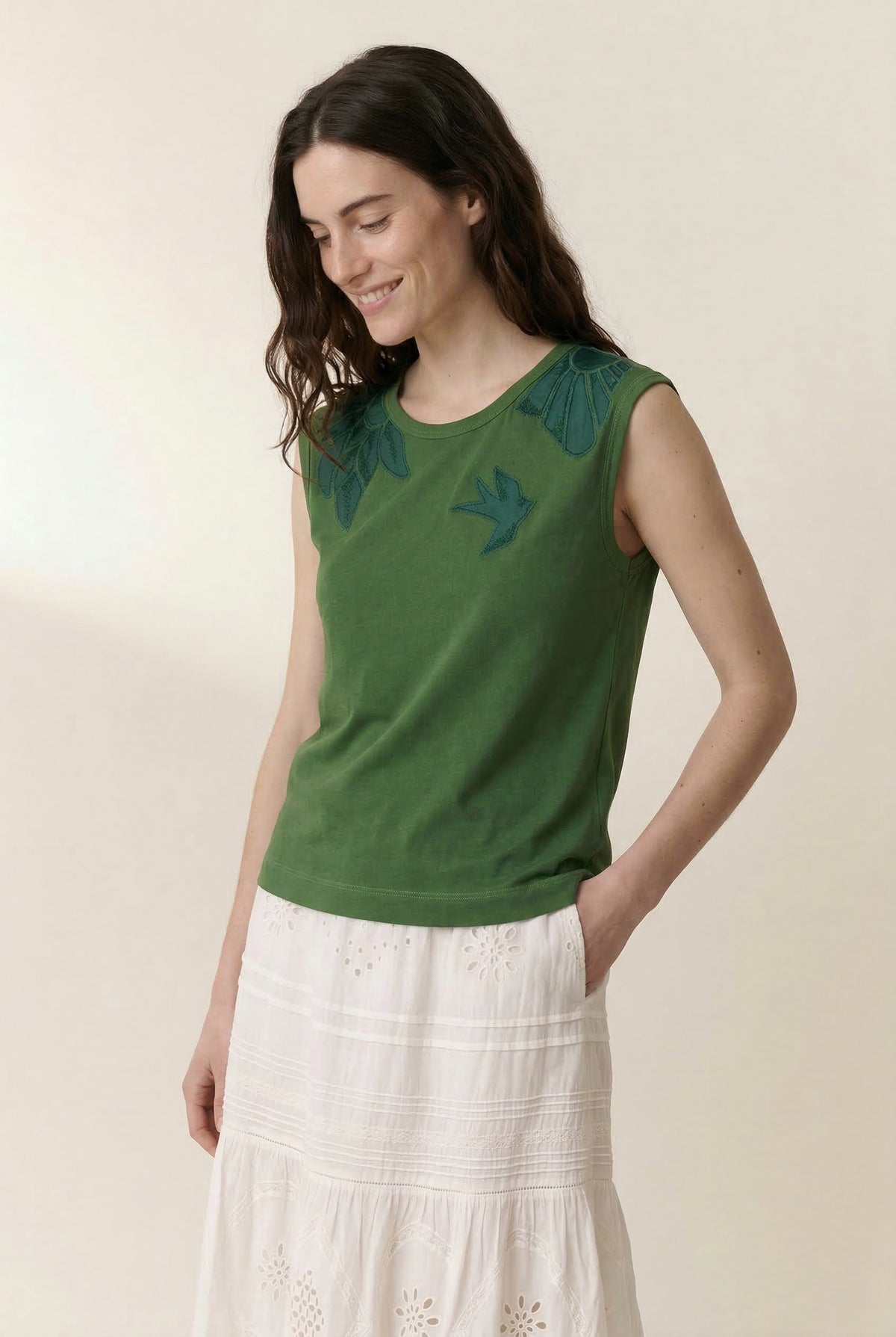 Unisex Tank Top Sleeveless Cotton Jersey Knit - Bird Green