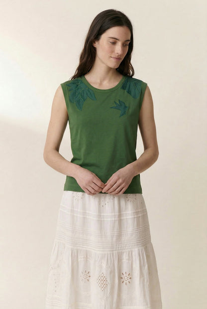 Unisex Tank Top Sleeveless Cotton Jersey Knit - Bird Green