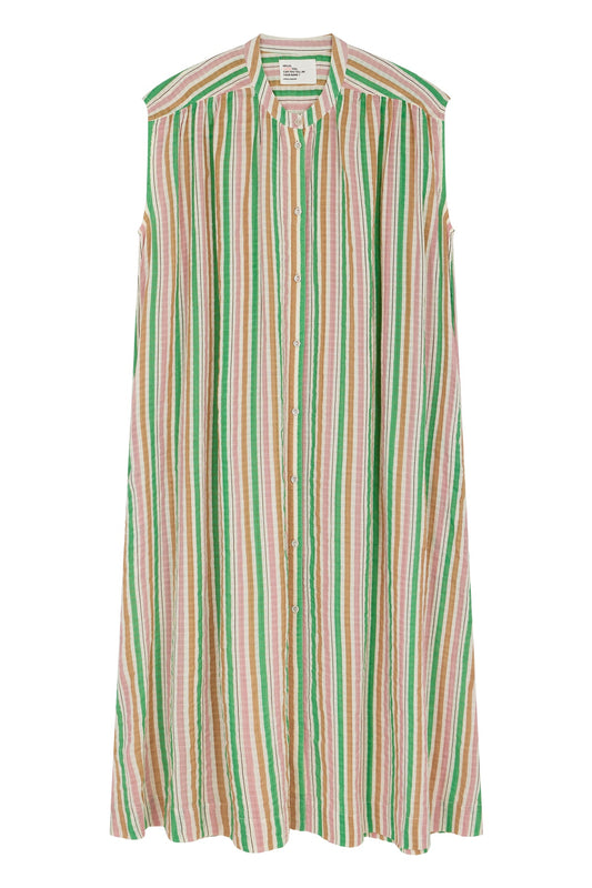 Women's Maxi Dress 100 Percent Cotton Poplin - Mint Leaf Multi