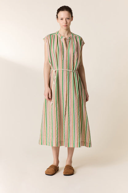 Women's Maxi Dress 100 Percent Cotton Poplin - Mint Leaf Multi