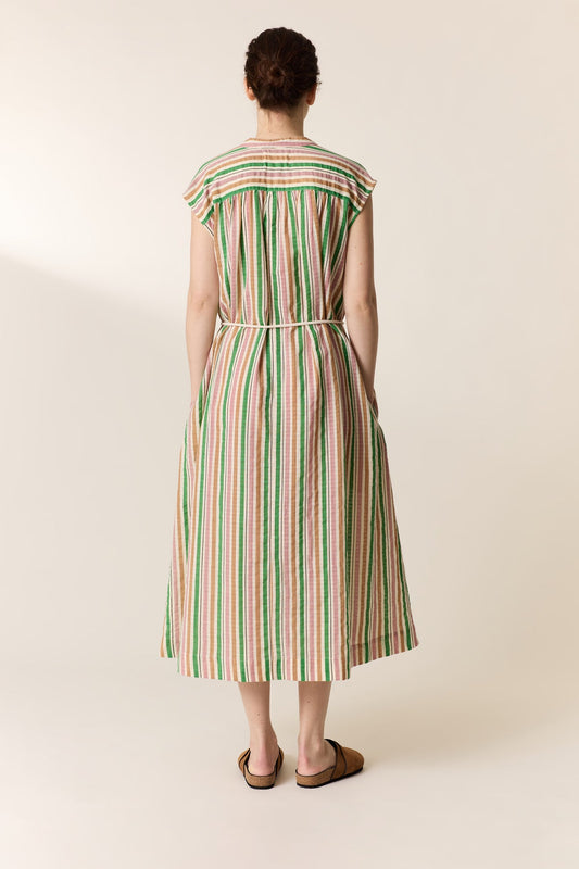 Women's Maxi Dress 100 Percent Cotton Poplin - Mint Leaf Multi