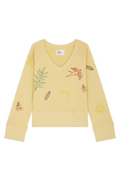 Women's Sweatshirt 100 Percent Cotton Fleece - Lemon Yellow