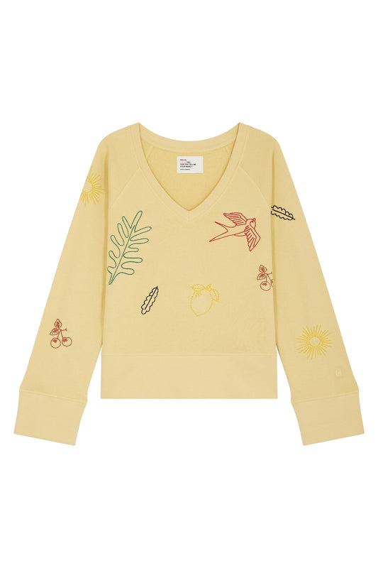 Women's Sweatshirt 100 Percent Cotton Fleece - Lemon Yellow