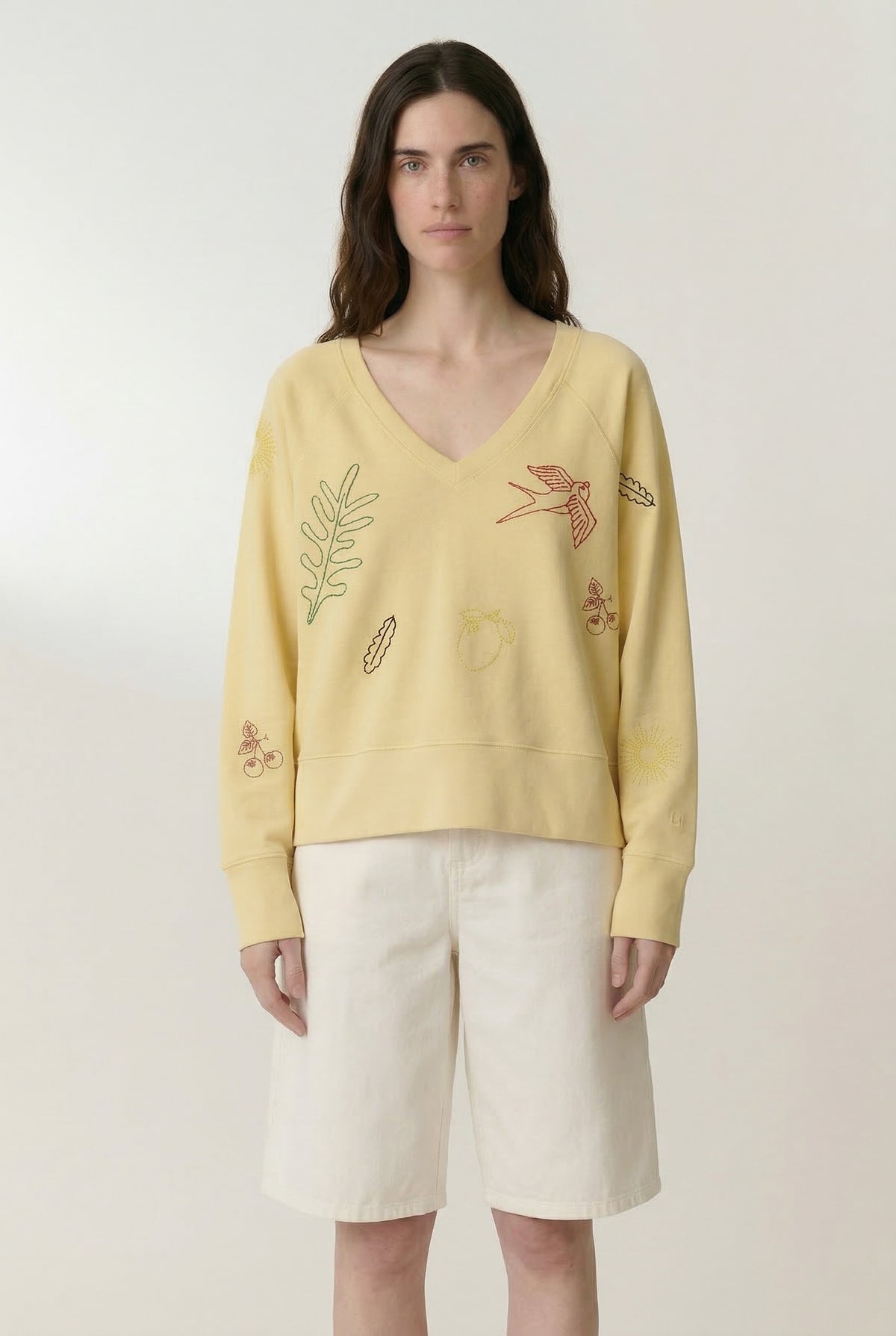 Women's Sweatshirt 100 Percent Cotton Fleece - Lemon Yellow