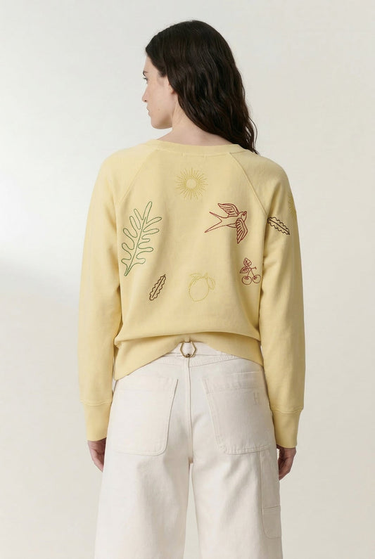 Women's Sweatshirt 100 Percent Cotton Fleece - Lemon Yellow