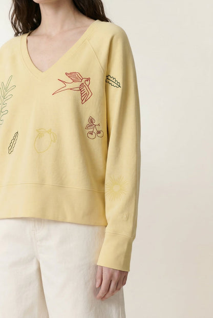 Women's Sweatshirt 100 Percent Cotton Fleece - Lemon Yellow