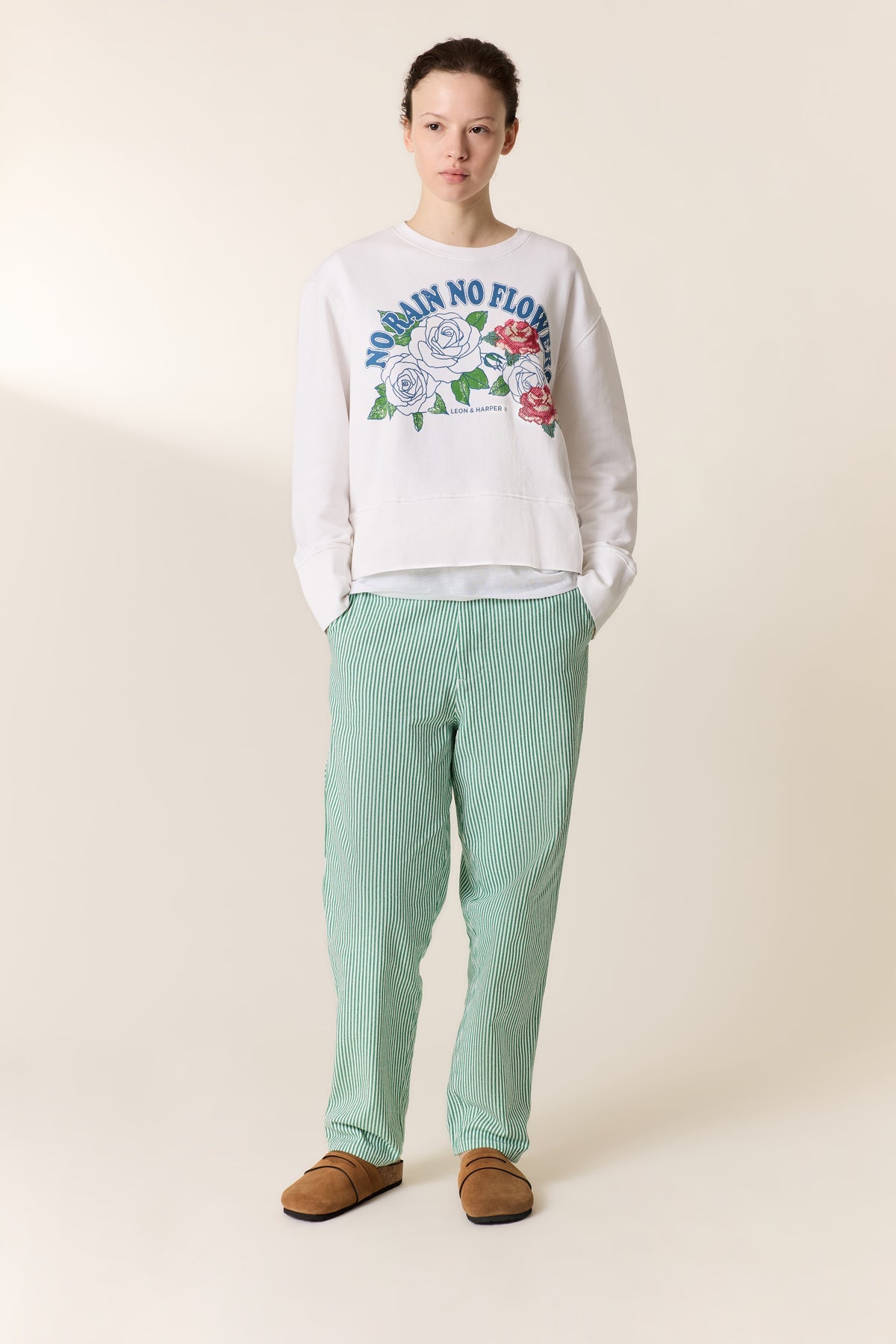 Women's Sweatshirt Soft Cotton Fleece - Rain White