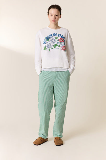 Women's Sweatshirt Soft Cotton Fleece - Rain White