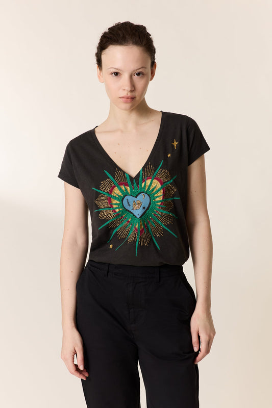 Unisex Tshirt 100% Organic Cotton Jersey - Carbone