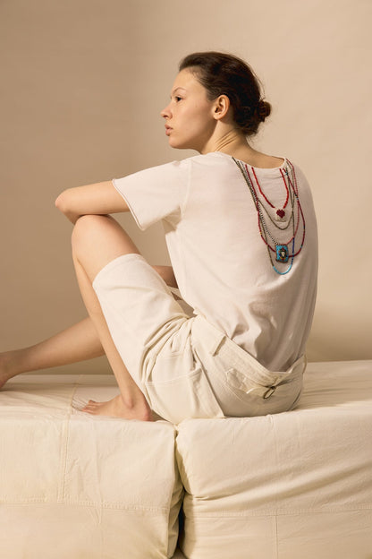 Mens Lightweight T Shirt 100 Percent Cotton Jersey Knit - Off-White