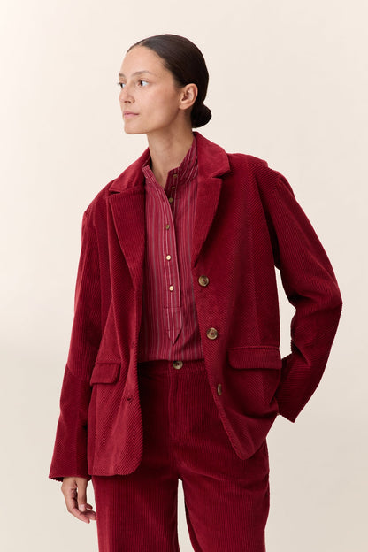 LEON & HARPER | Viviane Wide-Wale Corduroy Jacket - Loose Fit Berry