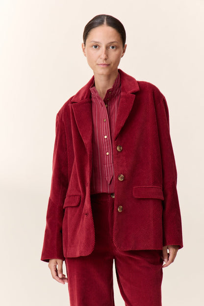 LEON & HARPER | Viviane Wide-Wale Corduroy Jacket - Loose Fit Berry