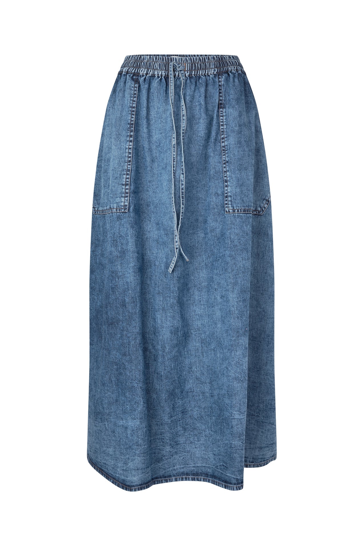 Denim Skirt Akanell Maxi Den Washed-Denim