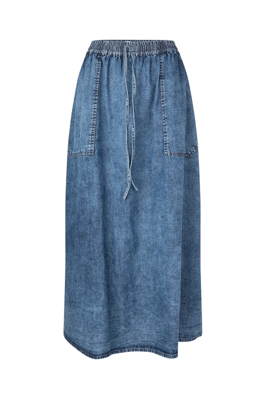 Denim Skirt Akanell Maxi Den Washed-Denim