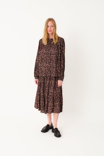 Skirt Morningll Mid Fl Dark-Mokka