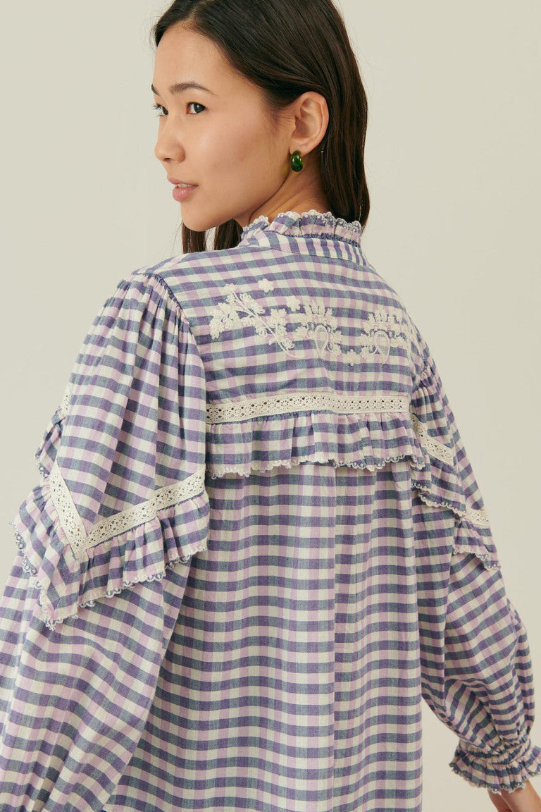 Blouse Noelianne Blue-Purple-Checks