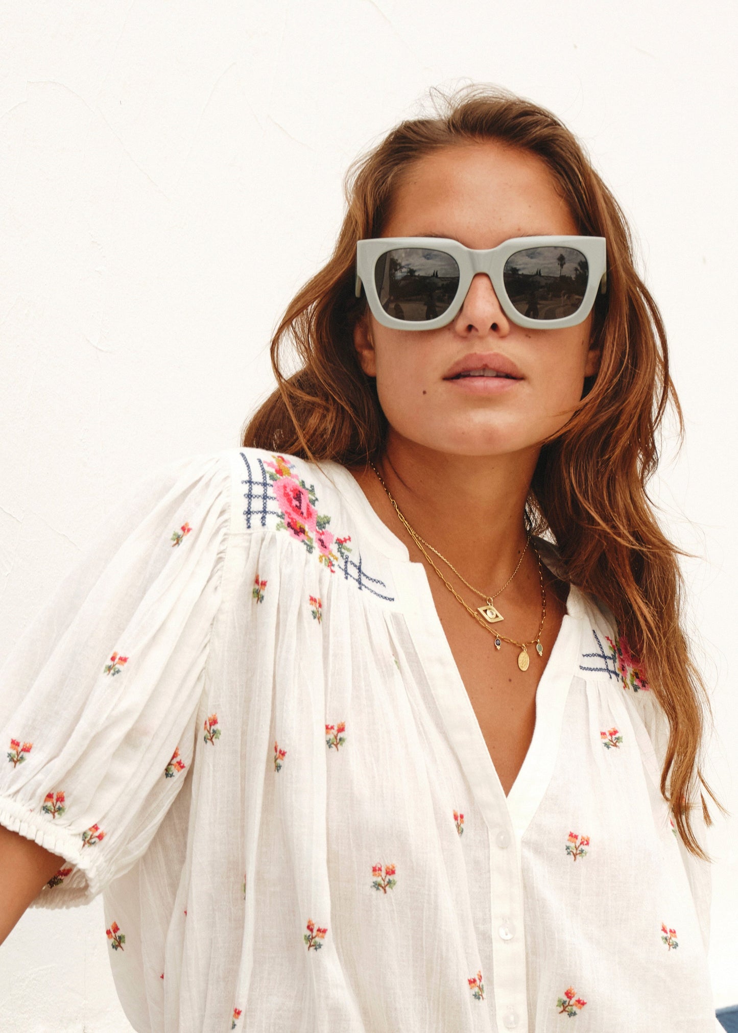 Blouse Harlie Ss Top Ecru-Multi