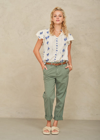 Blouse Iris Frill Top Blue