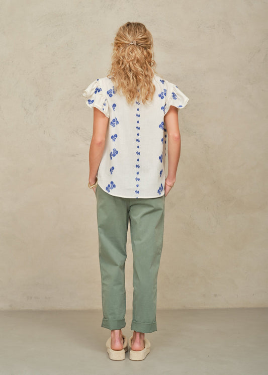 Blouse Iris Frill Top Blue
