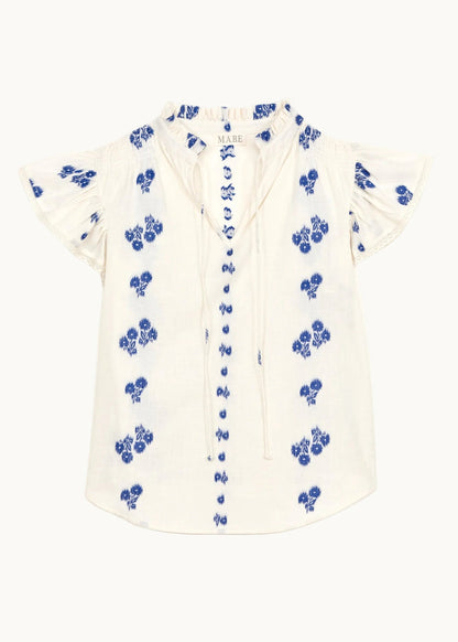 Blouse Iris Frill Top Blue