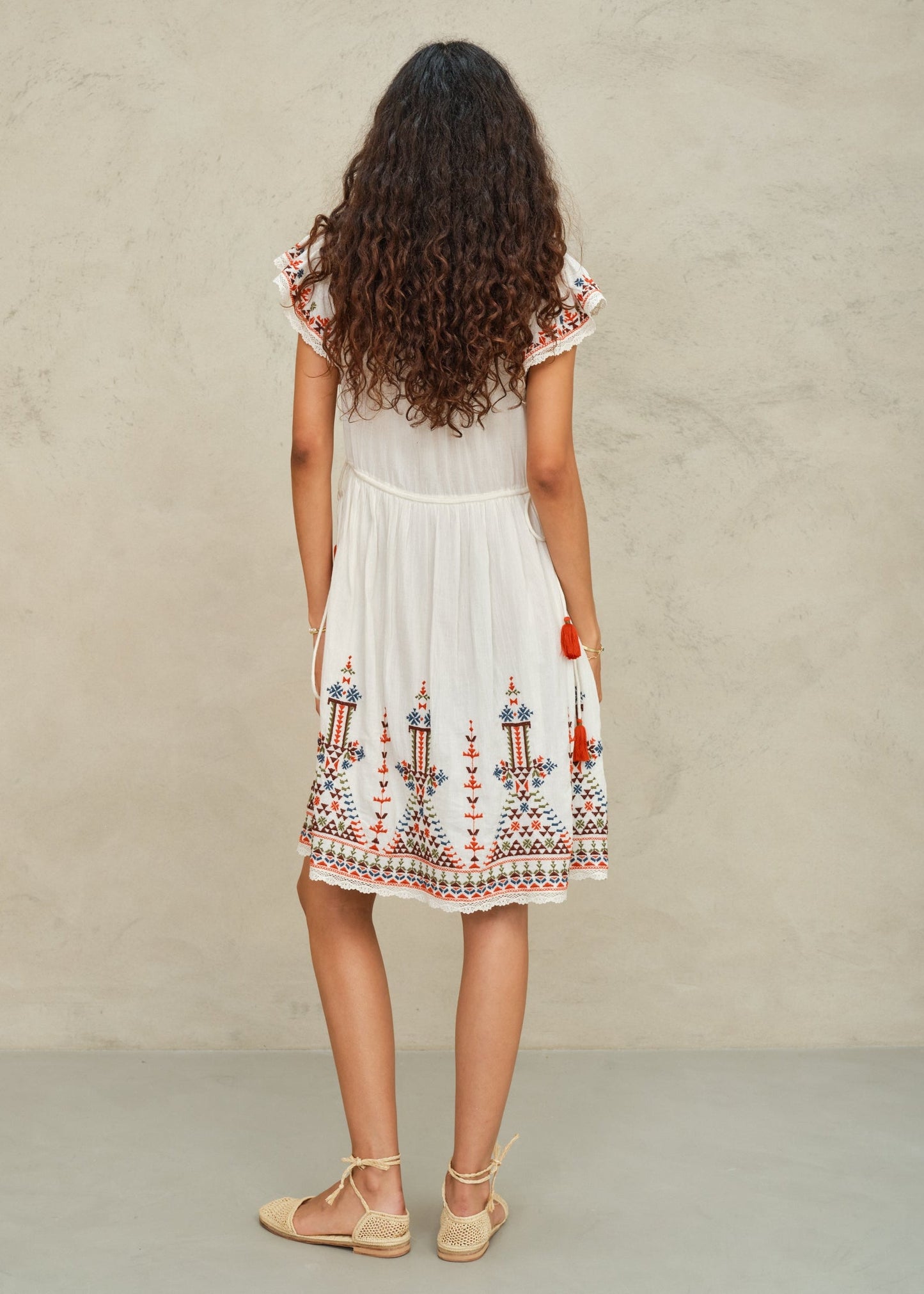 Dress Rani Emb Dress Ecru-Multi